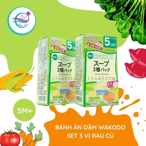 Bột ăn dặm Wakodo set 3 vị rau củ 5m+