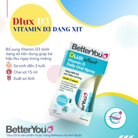 Dlux D3 - Vitamin D3 dạng xịt của Anh 0 - 3 tuổi (15ml)