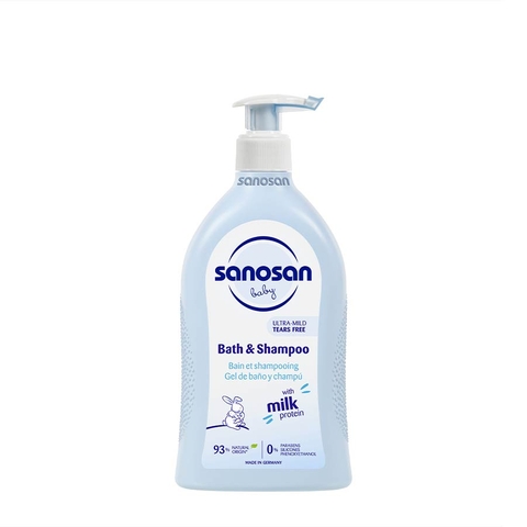 Sữa tắm gội Sanosan Baby Bath and Shampoo cho da khô và nhạy cảm 500ml