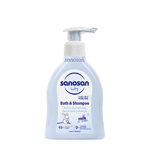 Sữa tắm gội Sanosan Baby Bath and Shampoo cho da khô và nhạy cảm 200ml