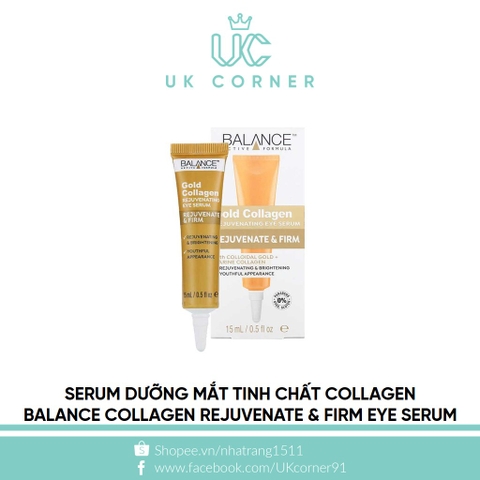 Serum dưỡng mắt tinh chất collagen Balance Gold Collagen Rejuvenate & Firm Eye Serum 15ml