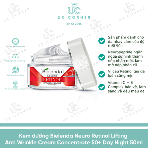 Bielenda Neuro Retinol Lifting Anti Wrinkle Cream Concentrate 50+ Day Night 50ml