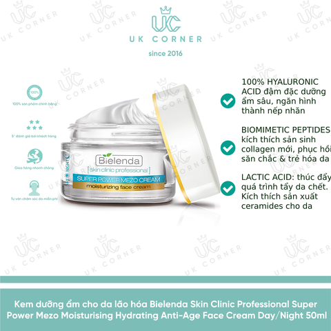 Bielenda Skin Clinic Professional Super Power Mezo Moisturising Hydrating Anti-Age Face Cream Day/Night 50ml