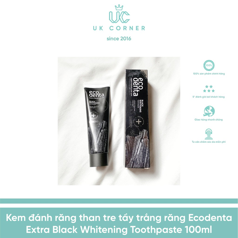 Ecodenta Extra Black Whitening Toothpaste with Black Charcoal & Teavigo 100ml