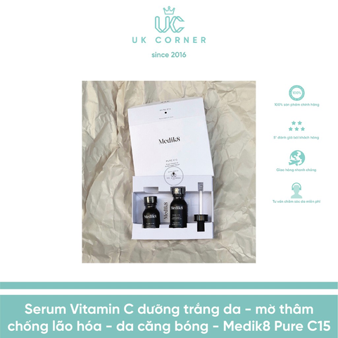 Serum Vitamin C trắng da - mờ thâm nhanh nhất - chống lão hóa - da căng bóng Medik8 Pure C15