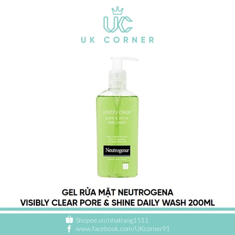 Gel rửa mặt Neutrogena Visibly Clear Pore & Shine Daily Wash 200mL
