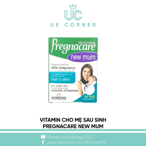 Vitamin tổng hợp cho phụ nữ sau sinh Vitabiotics Pregnacare New Mum (chăm sóc da và tóc)