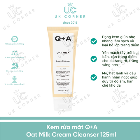 Q+A Oat Milk Cream Cleanser 125ml