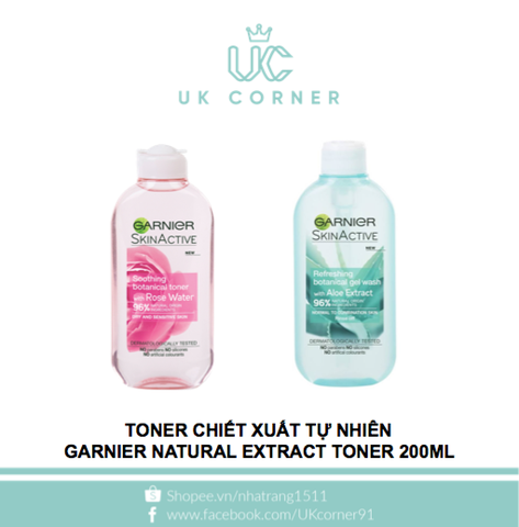 Toner chiết xuất tự nhiên Garnier Natural Toner 200ml