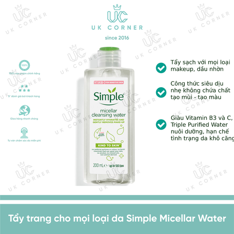 Nước tẩy trang Simple Micellar Water