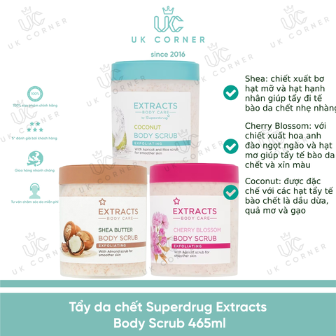 Tẩy da chết cơ thể Superdrug Extracts Body Scrub 465ml