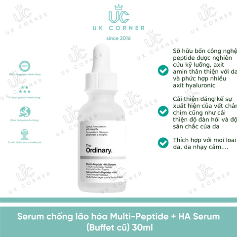 Tinh chất chống lão hóa phức hợp The Ordinary Multipeptide + Hyaluronic (Buffet) 30ml