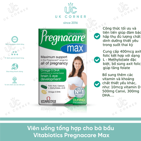 Viên uống tổng hợp cho bà bầu Vitabiotics Pregnacare Max