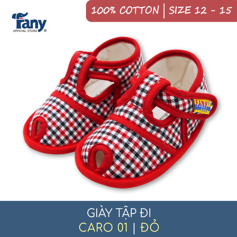 Giày tập đi caro 01 | màu đỏ