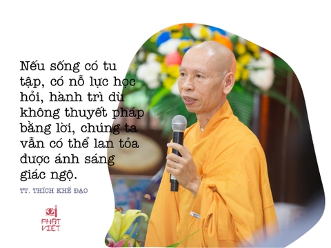 Thượng tọa Cố Vấn Giáo Hạnh GĐPT Gia Định ban Đạo từ trong lễ thọ Cấp Tín, Cấp Tập vào ngày 09.02.2025