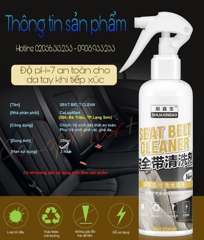 VỆ SINH DÂY ĐAI AN TOÀN Ô TÔ BẰNG DUNG DỊCH CHUYÊN DỤNG SEAT BELT (Hướng dẫn sử dụng dung dịch vệ sinh dây đai an toàn)