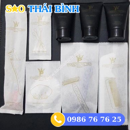 Bộ đồ Amenities túi trắng in logo