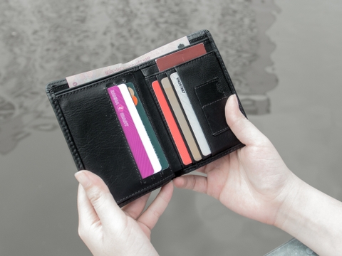 Ví da đứng Laffy Handcrafted Wallet Đen