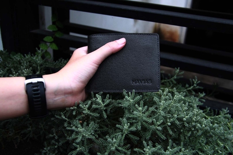 Bóp ví da thật nam nữ HAVIAS Ví ngắn Venus2 Handcrafted Wallet Đen