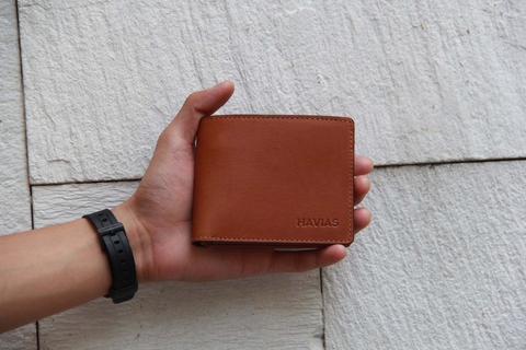 Bóp ví da thật nam nữ HAVIAS Ví ngắn Venus2 Handcrafted Wallet nâu