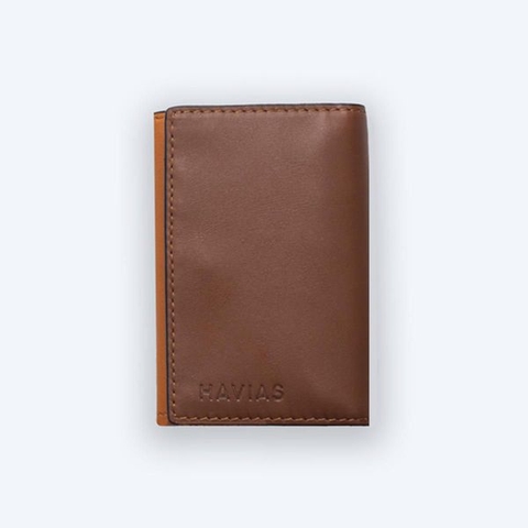 Bóp ví da thật nam nữ HAVIAS Ví da Eclipse Handcrafted Mini Wallet Nâu