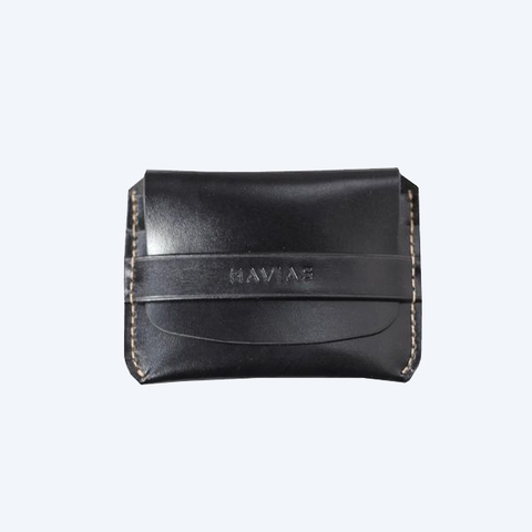 Bóp ví da thật nam nữ HAVIAS Ví da Mini Handcrafted Smile Wallet Đen