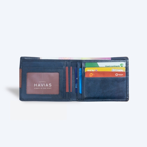 Ví ngang da bò FLAG Wallet Xanh Navy