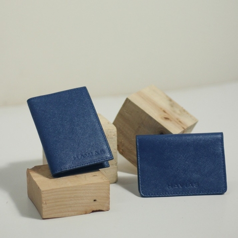 Bóp ví da thật nam nữ HAVIAS Couple Ví Harp & Gapple Handcrafted Wallet Navy