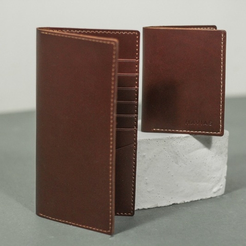 Bóp ví da thật nam nữ HAVIAS Couple Ví Venuta & Venumi Handcrafted Wallet Red Brown