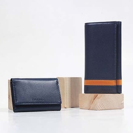 Bóp ví da thật nam nữ HAVIAS Couple Ví Heyday2 & Heart3 Handcrafted Wallet Blue