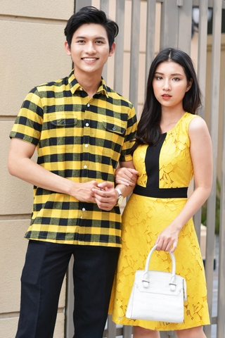 Couple 2 Pocket Shirt &  Flowering Sleeveless Dress