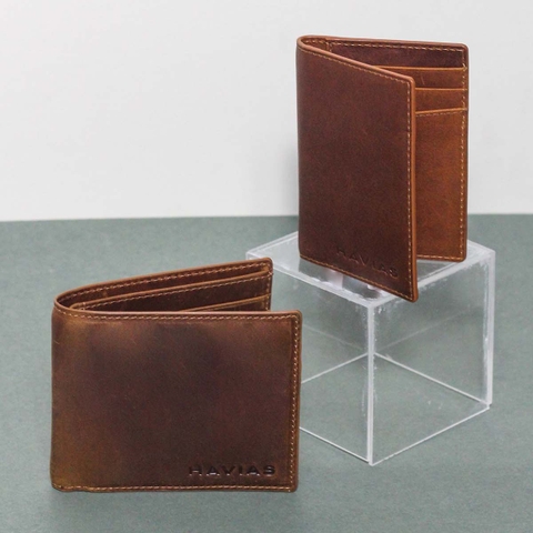 Bóp ví da thật nam nữ HAVIAS Couple Ví Enus & Gapple Handcrafted Wallet Brown