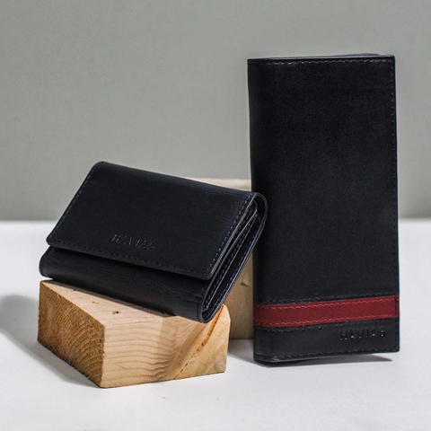 Bóp ví da thật nam nữ HAVIAS Couple Ví Heyday2 & Heart3 Handcrafted Wallet Black