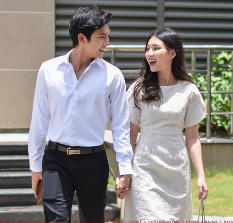 Couple Premium White Shirt & Apricot Blossom Dress