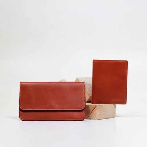 Couple Ví The Momo & Verzip Wallet Red Brown