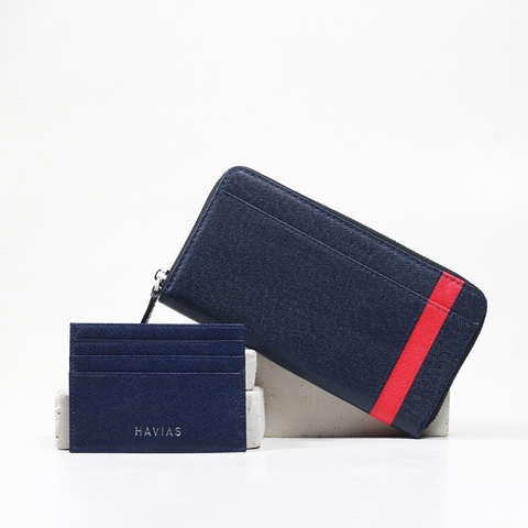 Couple Ví The Viva Zipped Long Wallet & Mini HAVIAS Pie2 Navy Blue