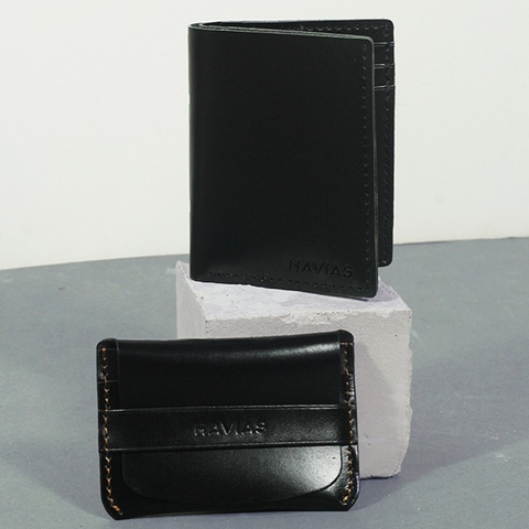 Bóp ví da thật nam nữ HAVIAS Couple Ví Smile & Venumi Wallet Black