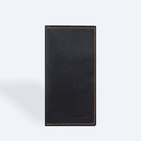 Bóp ví da thật nam nữ HAVIAS Ví dài Venuta2 Handcrafted Wallet Màu đen