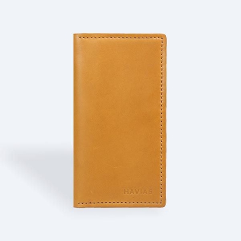 Bóp ví da thật nam nữ HAVIAS Ví dài Venuta2 Handcrafted Wallet Vàng bò