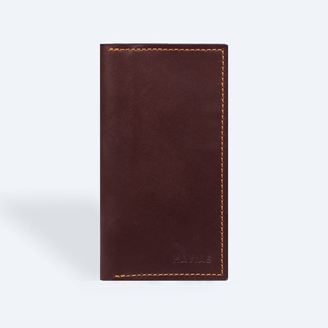 Bóp ví da thật nam nữ HAVIAS Ví dài Venuta2 Handcrafted Wallet Đỏ Nâu