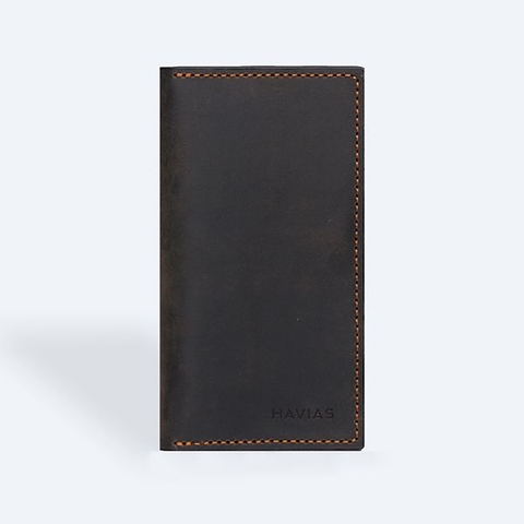 Bóp ví da thật nam nữ HAVIAS Ví dài Venuta2 Handcrafted Wallet Nâu sáp