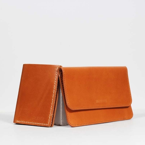 Bóp ví da thật nam nữ HAVIAS Couple Ví The Momo & Venumi Wallet Yellow Brown