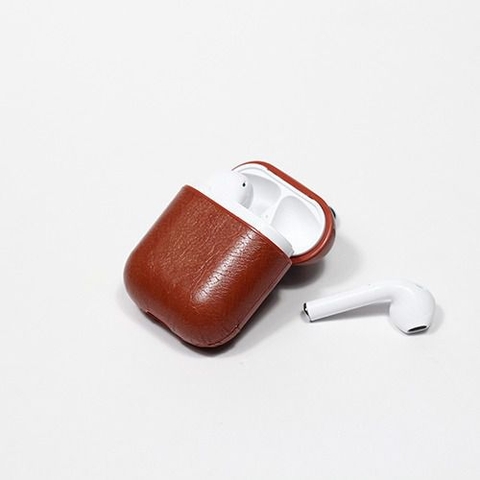 Ốp nhựa bọc da Airpod nâu