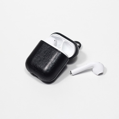 Ốp nhựa bọc da Airpod đen