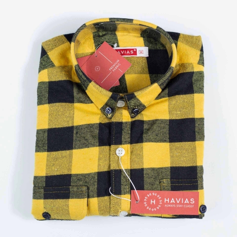 2 Pocket Yellow Black Short Sleeve Button Down Shirt