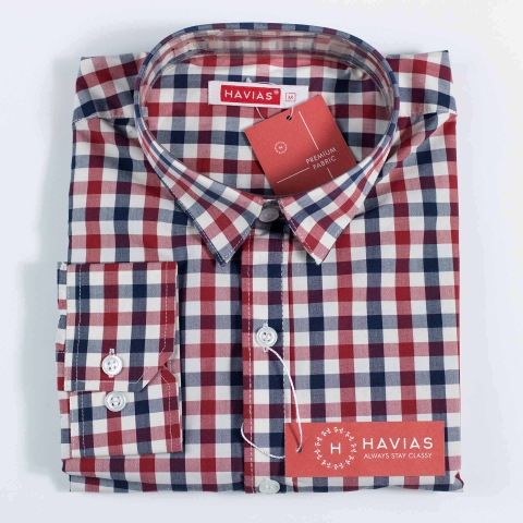 Red Navy Checked Classy Shirt