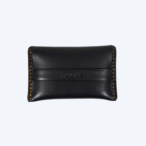 Bóp ví da thật nam nữ HAVIAS Ví da Mini Handcrafted Smile8 Wallet Đen