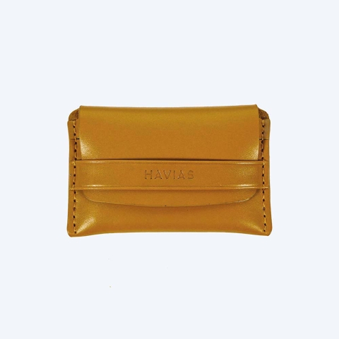 Bóp ví da thật nam nữ HAVIAS Ví da Mini Handcrafted Smile8 Wallet Vàng bò