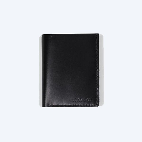 Bóp ví da thật nam nữ HAVIAS Ví da đứng Venumi Handcrafted Wallet Đen