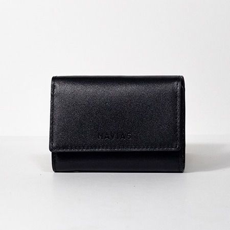 Bóp ví da thật nam nữ HAVIAS Ví gấp Heart3 Mini Handcrafted Wallet Đen